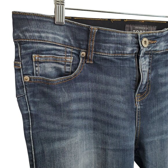 Torrid 16R Jeans Bombshell Skinny Dark Wash Stretch Denim Mid Rise Distressed - Picture 3 of 13